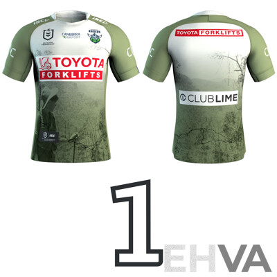 1. Kaeo Weekes - Match Worn and Signed Canberra Raiders 2025 ANZAC Jersey - Round 8 V Dolphins - Proceeds Towards ANZAC Foundation