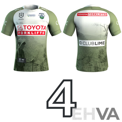 4. Sebastian Kris - Match Worn and Signed Canberra Raiders 2025 ANZAC Jersey - Round 8 V Dolphins - Proceeds Towards ANZAC Foundation