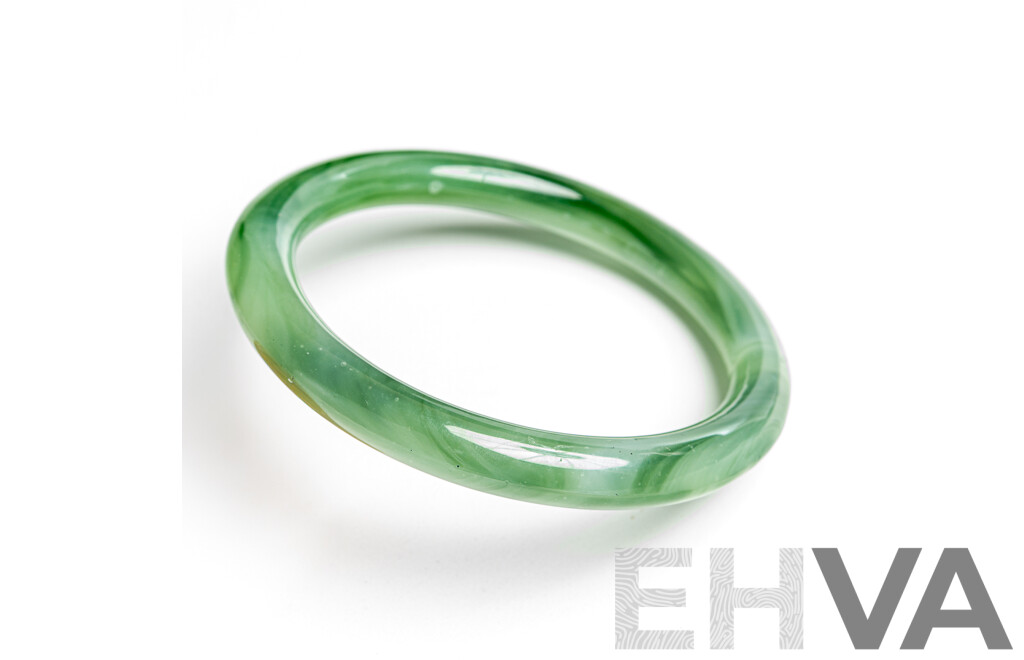 Vintage Carved Jade Bangle, 58mm Internal Diameter