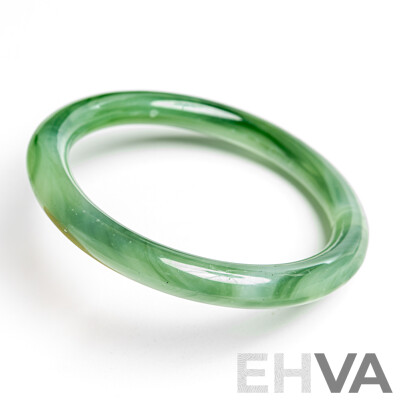 Vintage Carved Jade Bangle, 58mm Internal Diameter