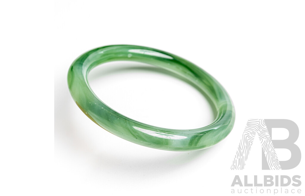 Vintage Carved Jade Bangle, 58mm Internal Diameter