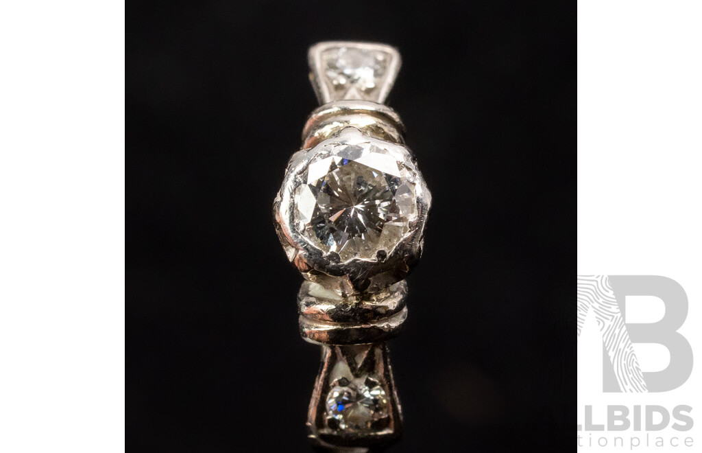 18ct Platinum Antique Art Deco Diamond Engagement Ring, Est TDW 0.41ct, Size H, 2.03 Grams