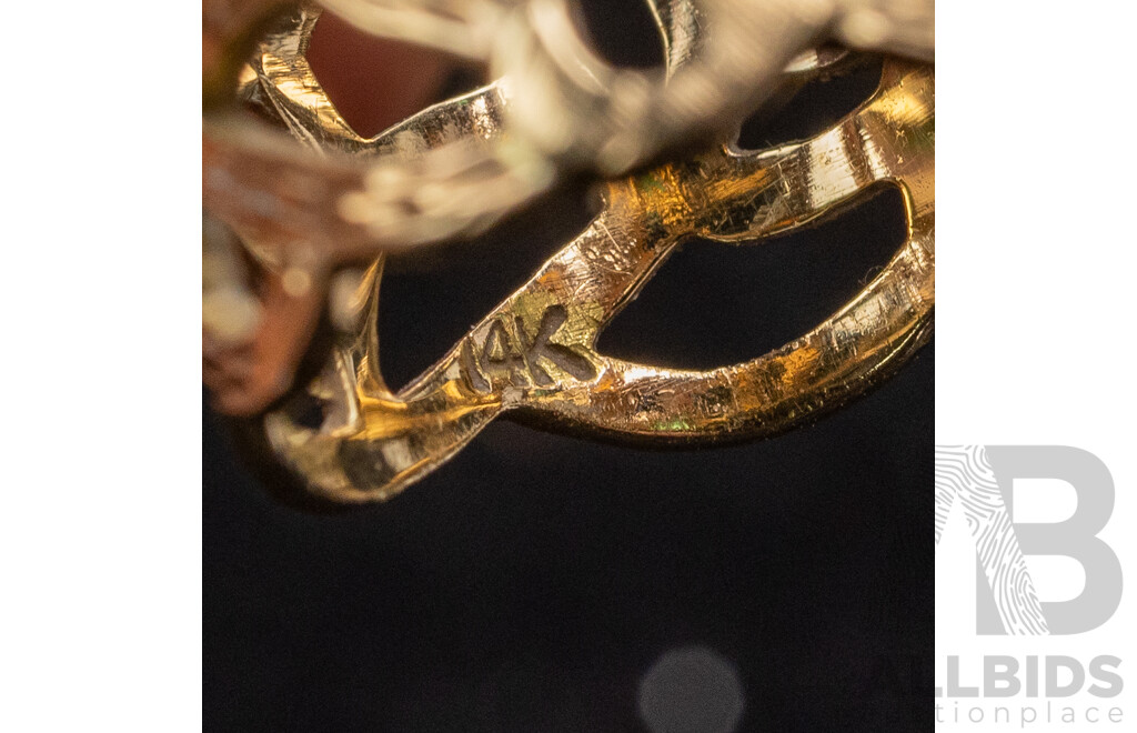 9ct Handmade Wide Ring with Emeralds, Diamonds & J Motifs, Size K, 5.91 Grams