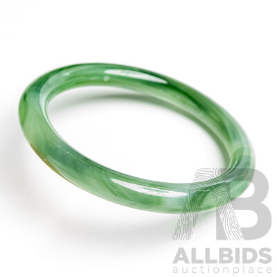 Vintage Carved Jade Bangle, 58mm Internal Diameter