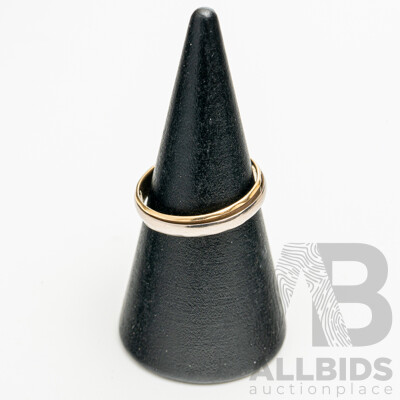 18ct Yellow & White Gold Curve Profile Wedding Ring, Size J, 1.96 Grams