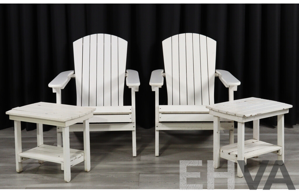 Pair of Vintage Timber Sunrise Chairs with Footstools