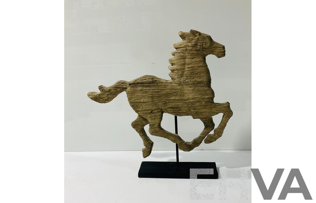 Antique Style Composite Horse Figure on Stand