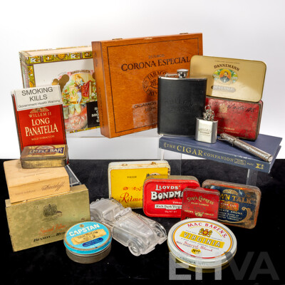 Large Collection Vintage Cigar Boxes, Tobacco Tins and Ephemera Including the Cigar Companion