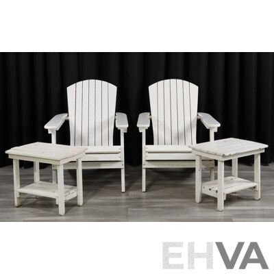 Pair of Vintage Timber Sunrise Chairs with Footstools
