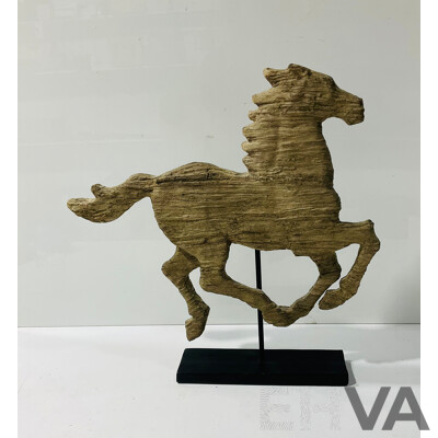 Antique Style Composite Horse Figure on Stand