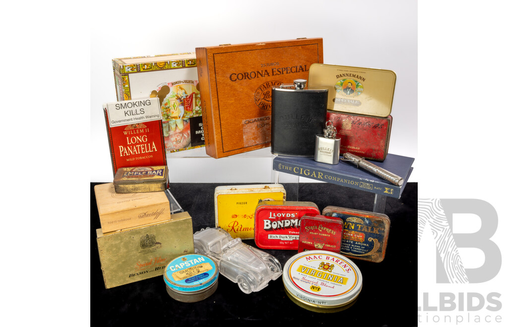 Large Collection Vintage Cigar Boxes, Tobacco Tins and Ephemera Including the Cigar Companion