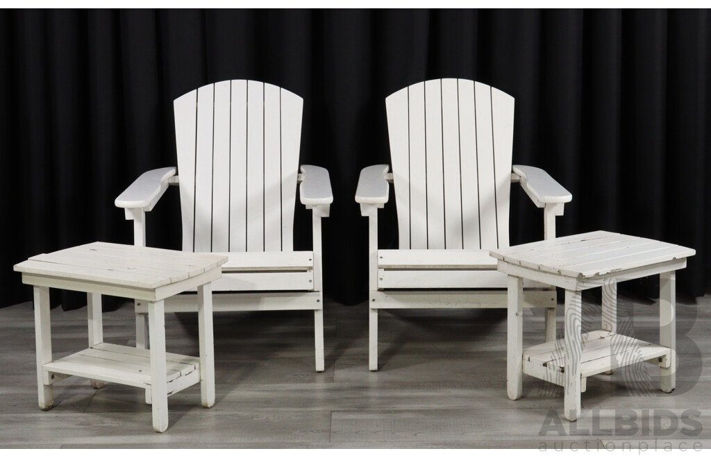Pair of Vintage Timber Sunrise Chairs with Footstools