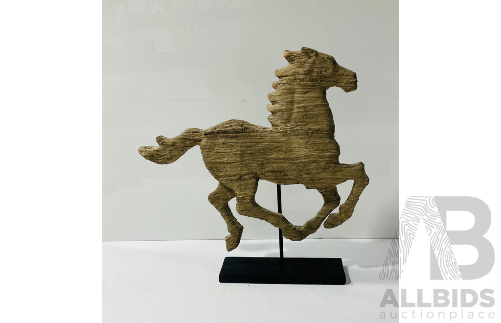 Antique Style Composite Horse Figure on Stand