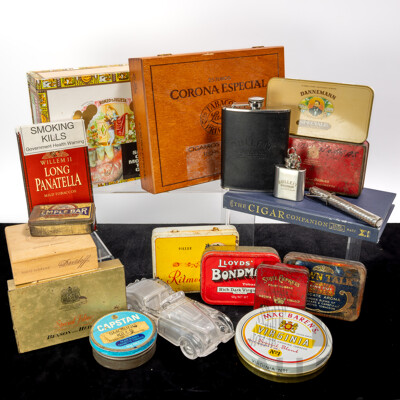 Large Collection Vintage Cigar Boxes, Tobacco Tins and Ephemera Including the Cigar Companion