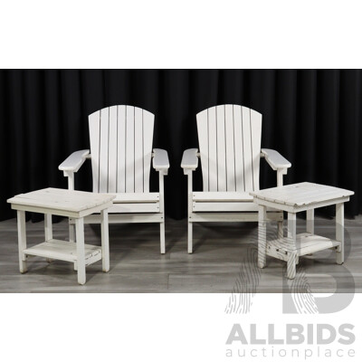 Pair of Vintage Timber Sunrise Chairs with Footstools