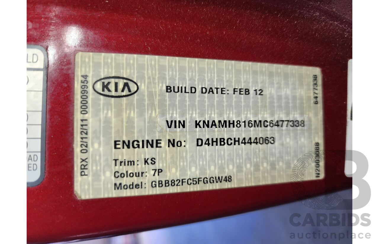 3/2012 Kia Grand Carnival Si VQ MY12 4d Wagon Red 2.2L