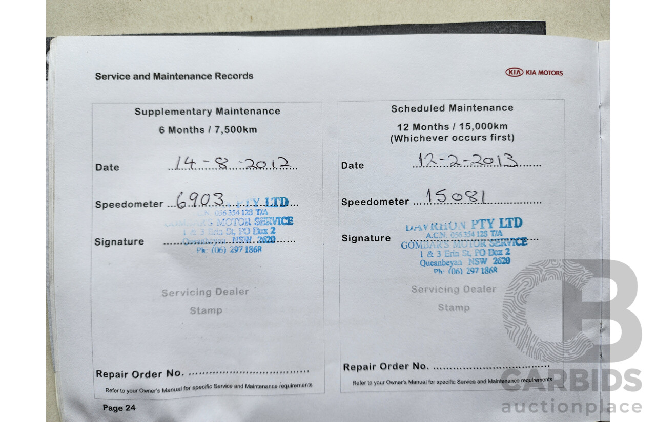 3/2012 Kia Grand Carnival Si VQ MY12 4d Wagon Red 2.2L