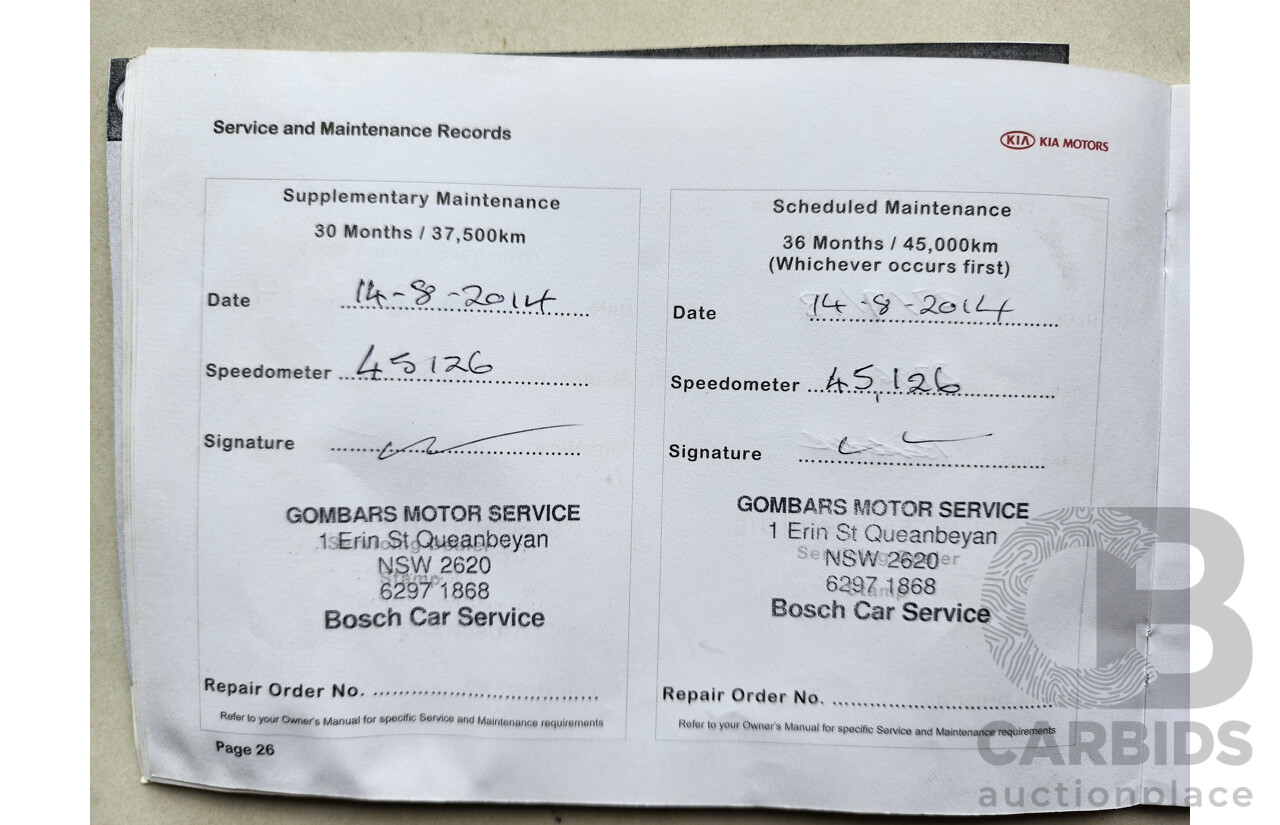 3/2012 Kia Grand Carnival Si VQ MY12 4d Wagon Red 2.2L
