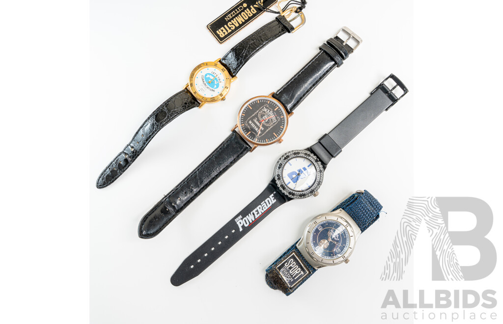 Collection of (4) Merchandise Watches - Powerade, Jarvis Walker, Jack Daniels & Optus