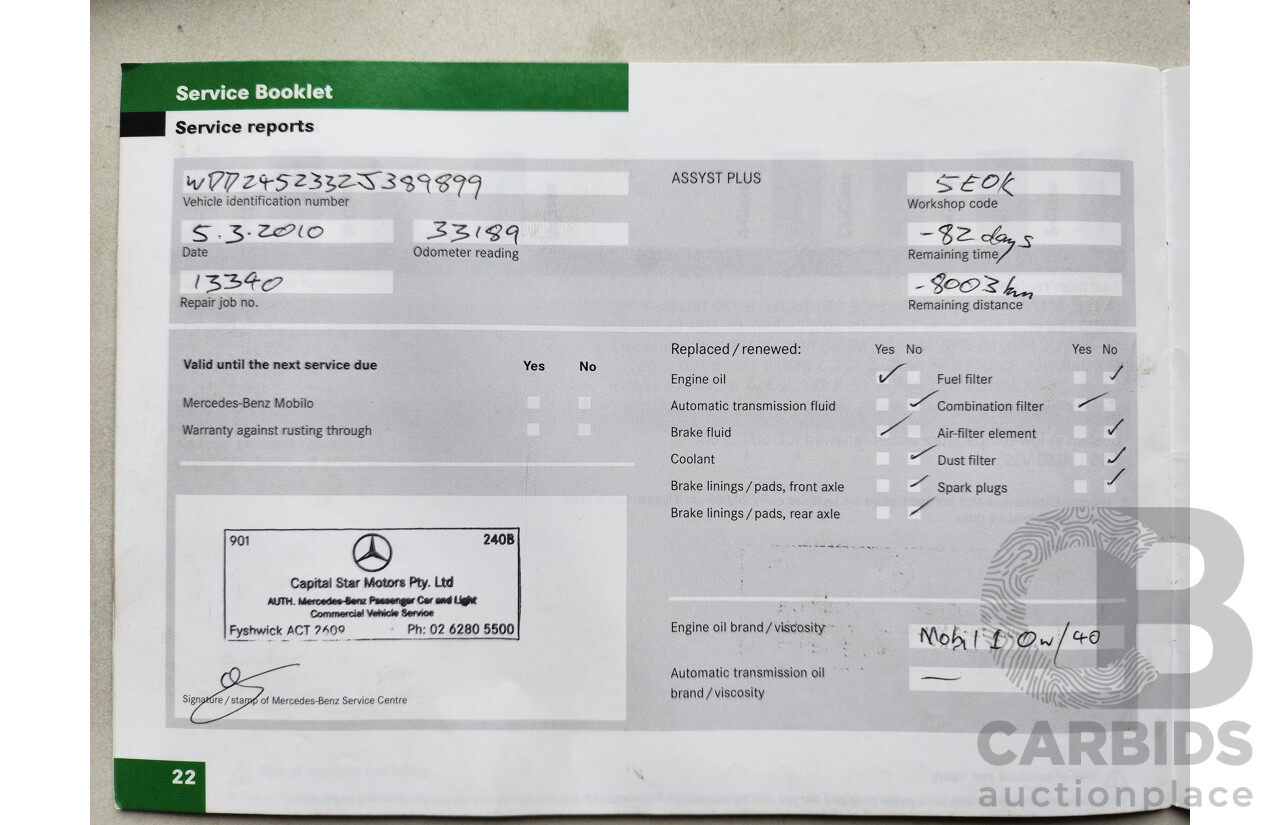 8/2008 Mercedes-Benz B200  245 07 UPGRADE 5d Hatchback Grey 2.0L