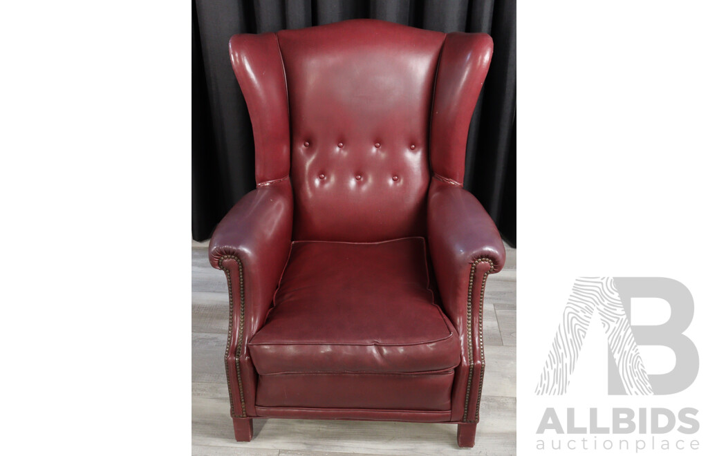 Chesterfield Aged Vinyl High Back Armchair