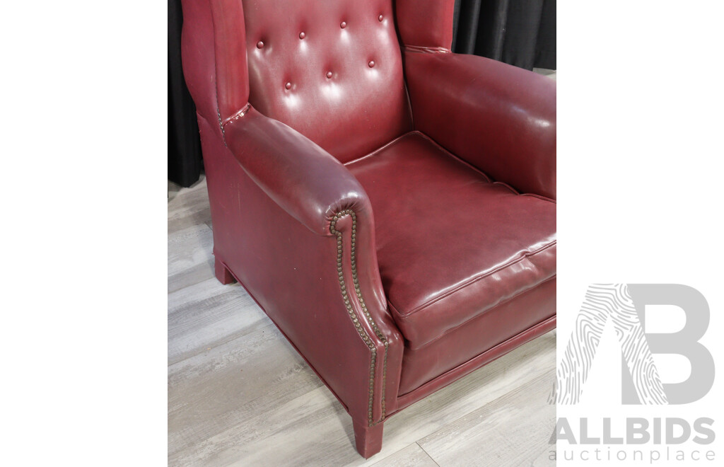 Chesterfield Aged Vinyl High Back Armchair