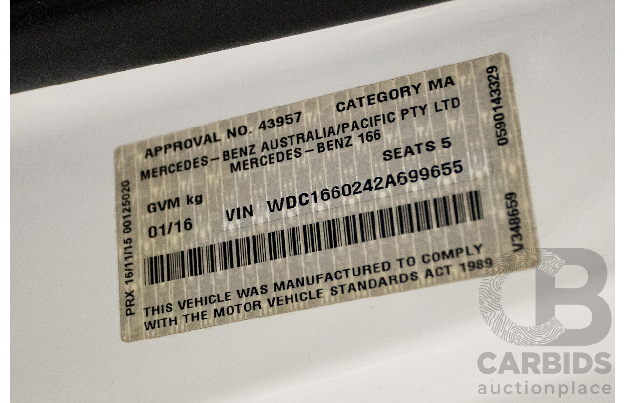 1/2016 Mercedes Benz GLE350d AMG Line (AWD) W166 4d Wagon Diamond White Metallic Turbo Diesel V6 3.0L