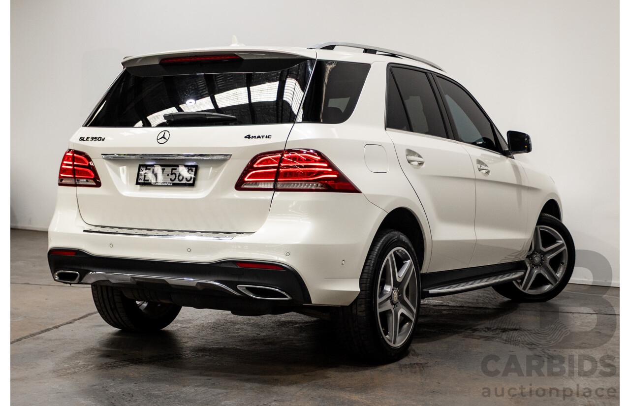 1/2016 Mercedes Benz GLE350d AMG Line (AWD) W166 4d Wagon Diamond White Metallic Turbo Diesel V6 3.0L