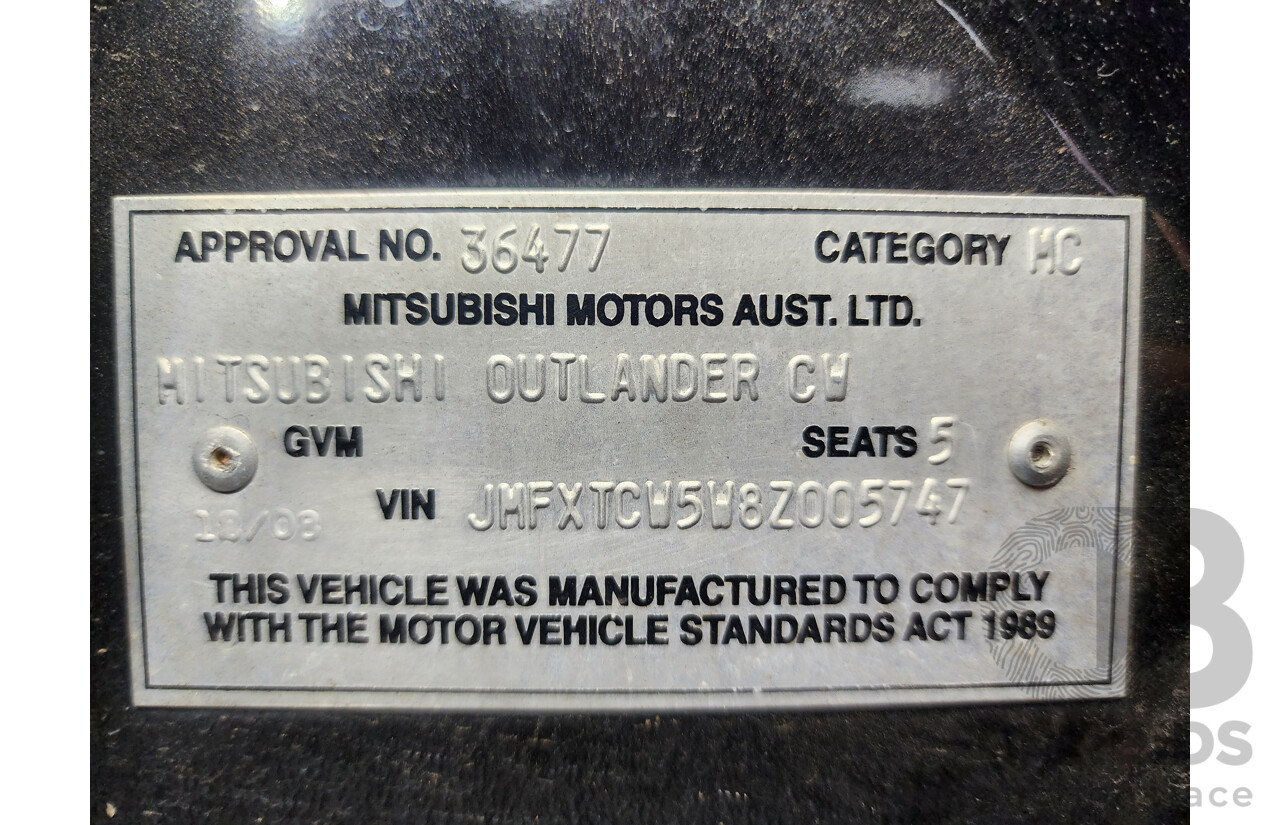12/2008 Mitsubishi Outlander LS ZG MY08 4d Wagon Black 2.4L