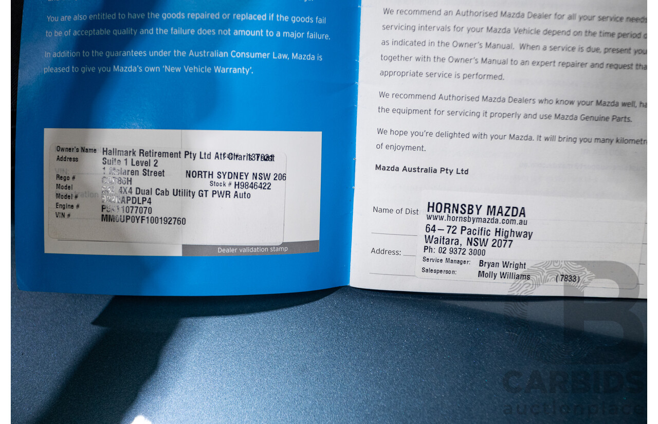 11/2013 Mazda BT-50 GT (4x4) UP MY13 Dual Cab Utility Aurora Blue Metallic Turbo Diesel 3.2L