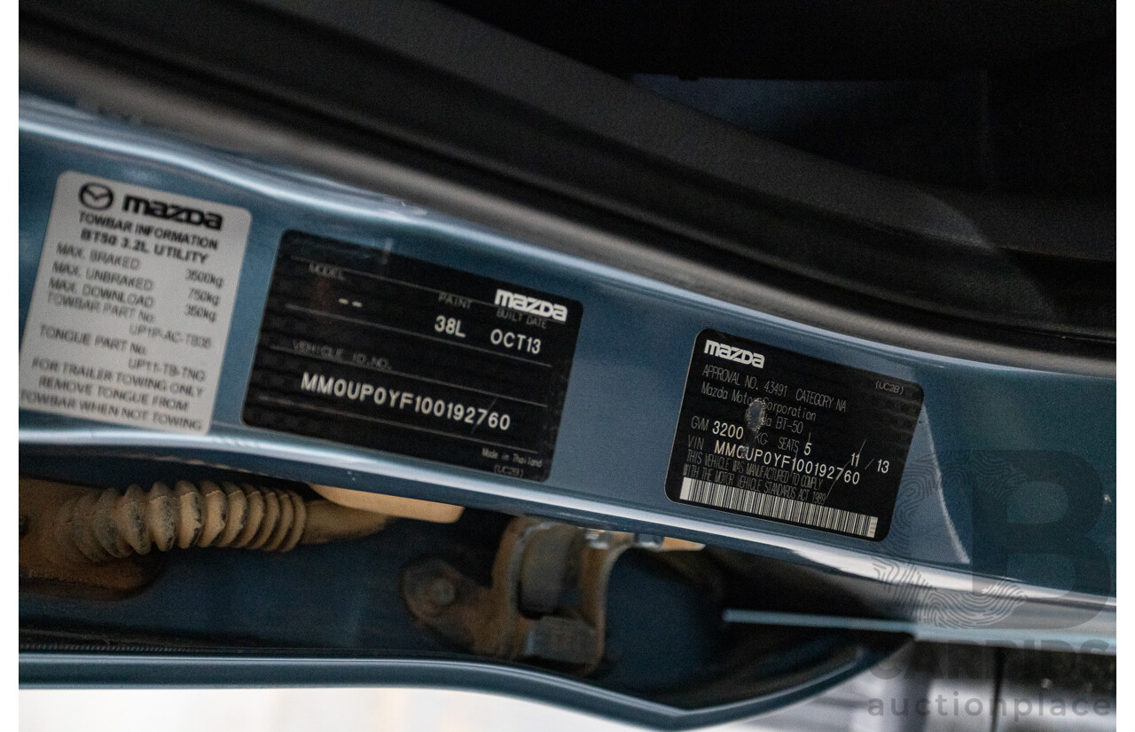 11/2013 Mazda BT-50 GT (4x4) UP MY13 Dual Cab Utility Aurora Blue Metallic Turbo Diesel 3.2L