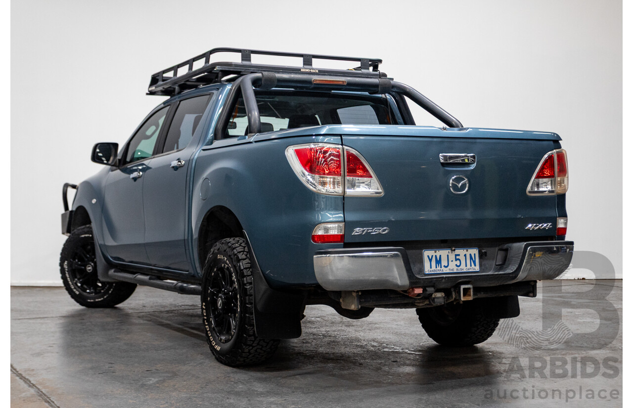 11/2013 Mazda BT-50 GT (4x4) UP MY13 Dual Cab Utility Aurora Blue Metallic Turbo Diesel 3.2L