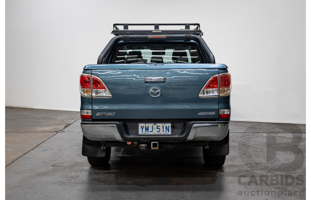 11/2013 Mazda BT-50 GT (4x4) UP MY13 Dual Cab Utility Aurora Blue Metallic Turbo Diesel 3.2L