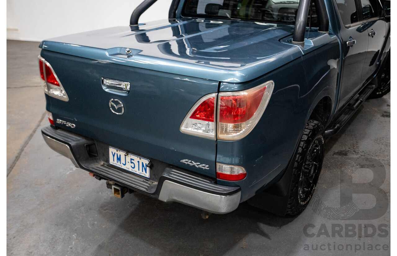 11/2013 Mazda BT-50 GT (4x4) UP MY13 Dual Cab Utility Aurora Blue Metallic Turbo Diesel 3.2L