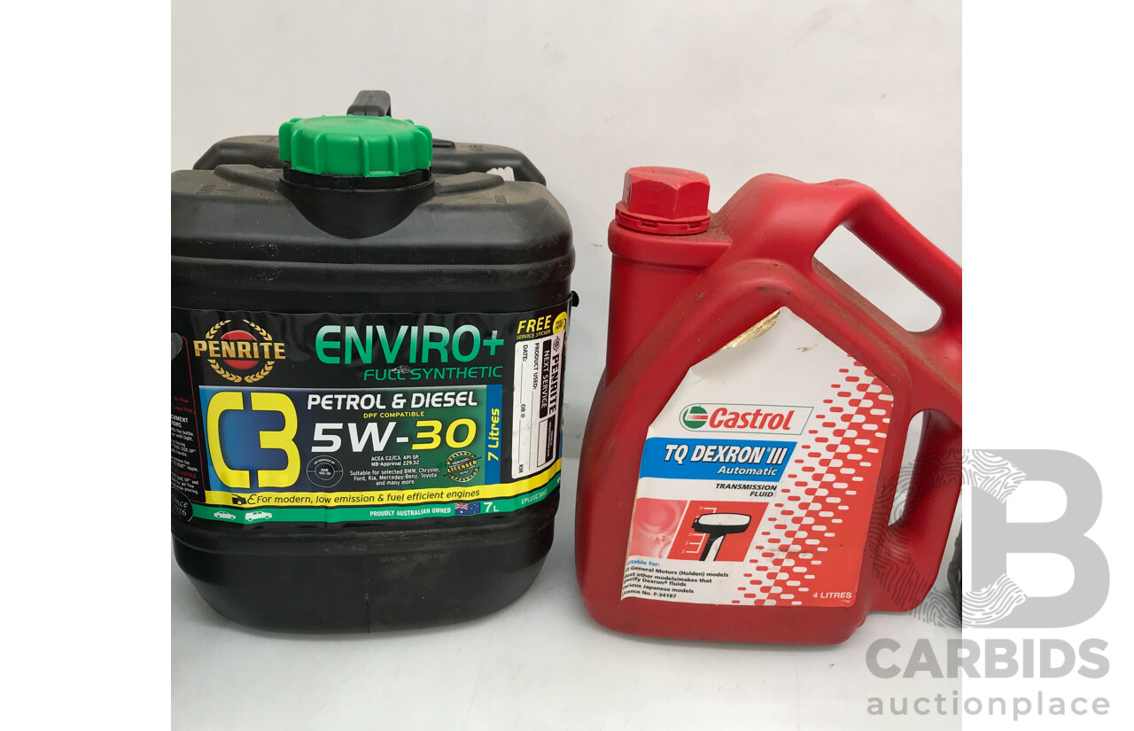 Assorted Car Fluids and Petrol & Diesel From Castrol and Penrite - Lot of 9