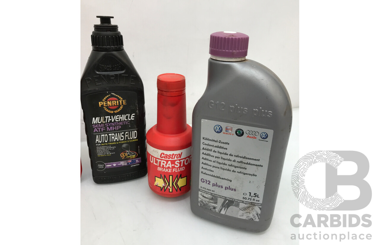 Assorted Car Fluids and Petrol & Diesel From Castrol and Penrite - Lot of 9