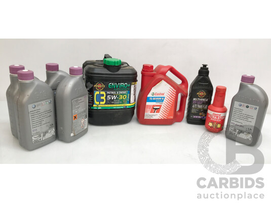 Assorted Car Fluids and Petrol & Diesel From Castrol and Penrite - Lot of 9