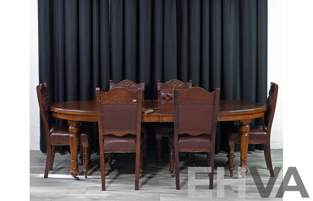 Edwardian Oak Seven Piece Dining Suite