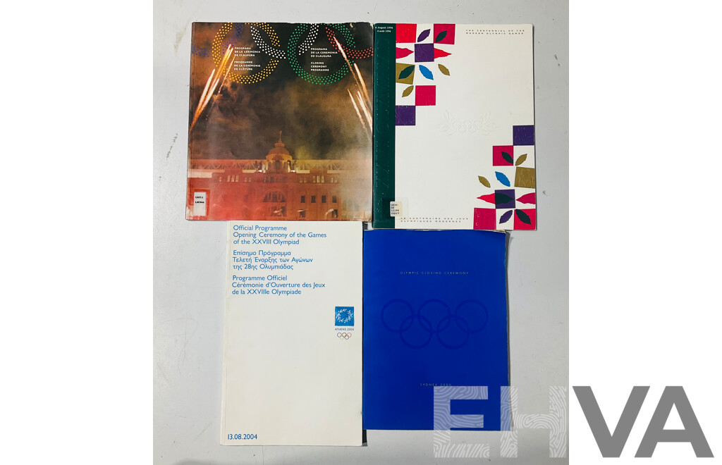 Collection Four Olympic Games Programs Comprising Closing Ceremony Sydney 2000, Athens 2004, Atlanta 1996 & Barcelona 1992