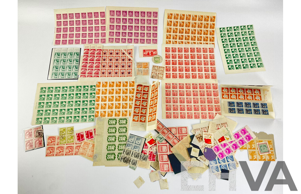 Collection of Chinese/Manchurian Stamp Blocks and Strips, Examples From 1930's to 1950's