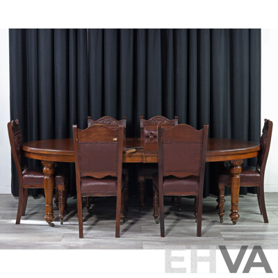 Edwardian Oak Seven Piece Dining Suite
