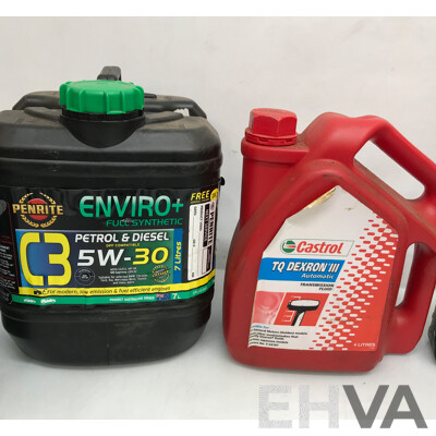 Assorted Car Fluids and Petrol & Diesel From Castrol and Penrite - Lot of 9