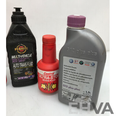 Assorted Car Fluids and Petrol & Diesel From Castrol and Penrite - Lot of 9