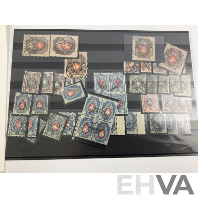 Collection of Russian Stamps, Examples Spanning 1890's to 1900's, Mint Hinged Blocks, Specimens