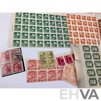 Collection of Chinese/Manchurian Stamp Blocks and Strips, Examples From 1930's to 1950's