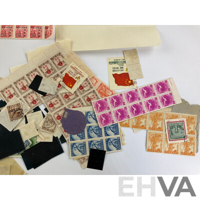 Collection of Chinese/Manchurian Stamp Blocks and Strips, Examples From 1930's to 1950's