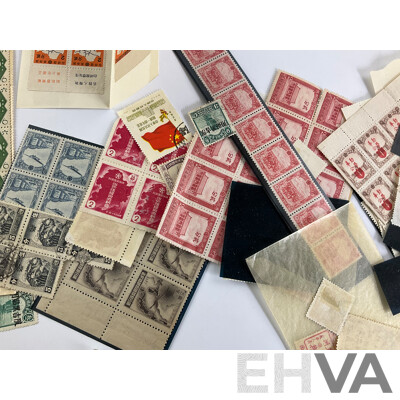 Collection of Chinese/Manchurian Stamp Blocks and Strips, Examples From 1930's to 1950's