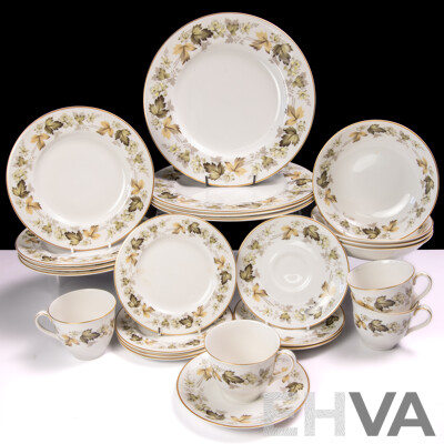 Vintage English Royal Doulton Porcelain 24 Piece Dinner Set in Larchmont Pattern
