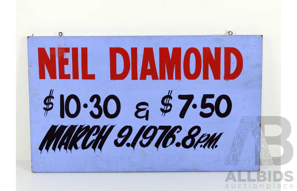 Hand Painted Neil Diamond Ticket Sign