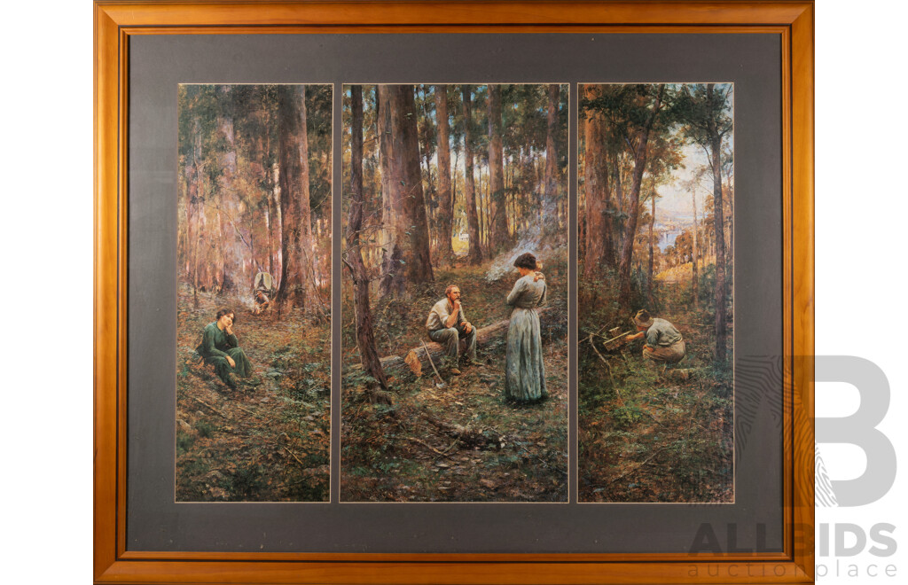 Frederick McCubbin, (19th C/Early 20th C., Australian, 1855-1917), Triptych - 